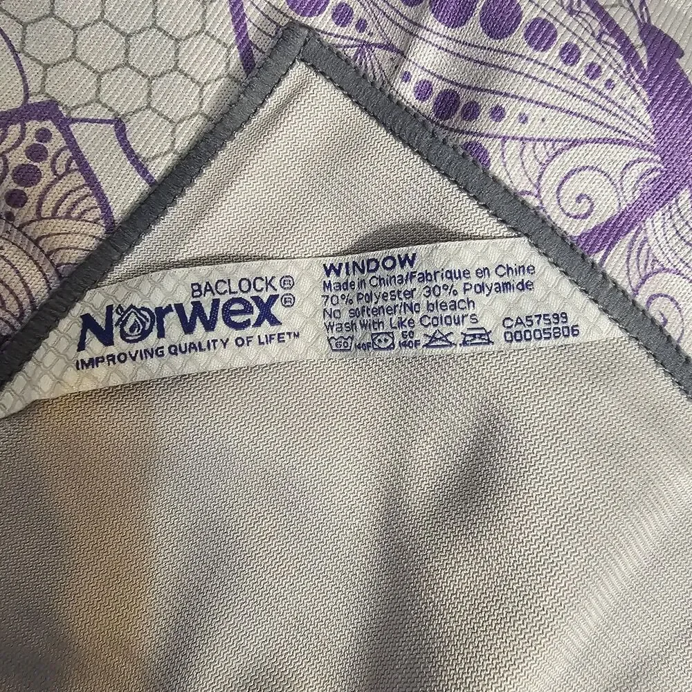 Norwex Microfiber Set of 3, 2 Window Cloths & 1 Body Cloth Purple Puzzle FF802